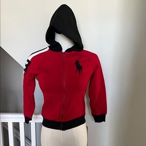 Ralph Lauren Red and Black Polo Zip Hoodie